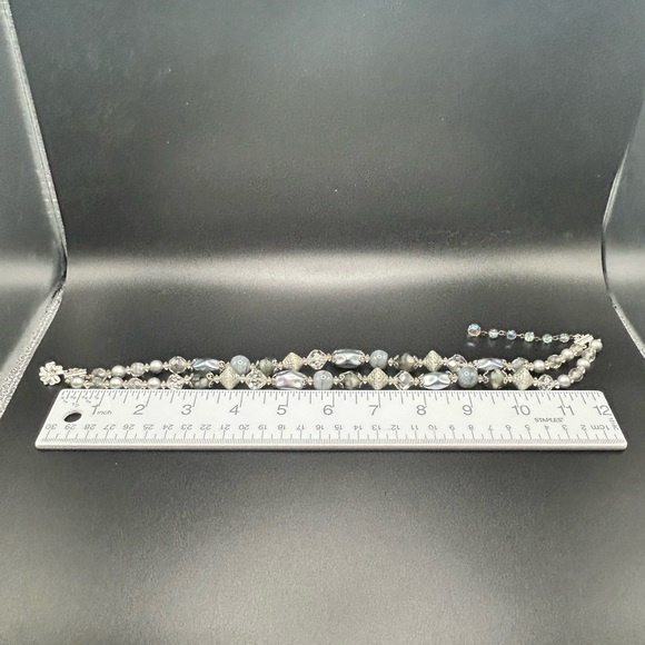 Vintage Vendome double strand necklace #E412 gray silver tone - Picture 10 of 11